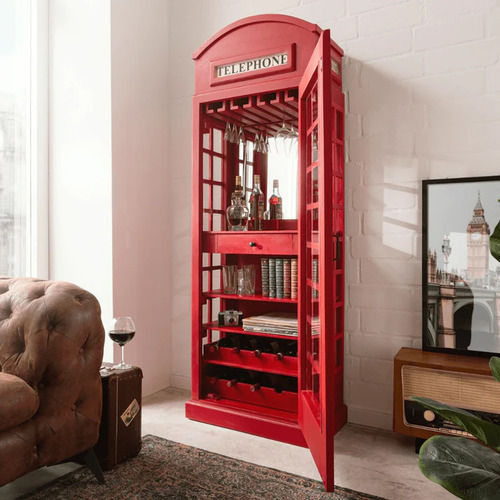 Handcrafted Telephone Booth Bar Cabinet