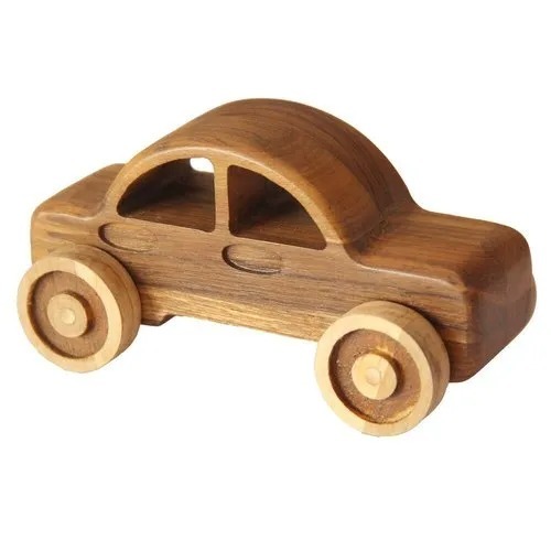 Brown Color Natural Wooden Material Baby Toys Car