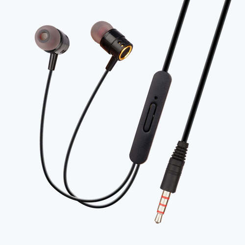 Portable Flexible Black Wired Mobile Earphone