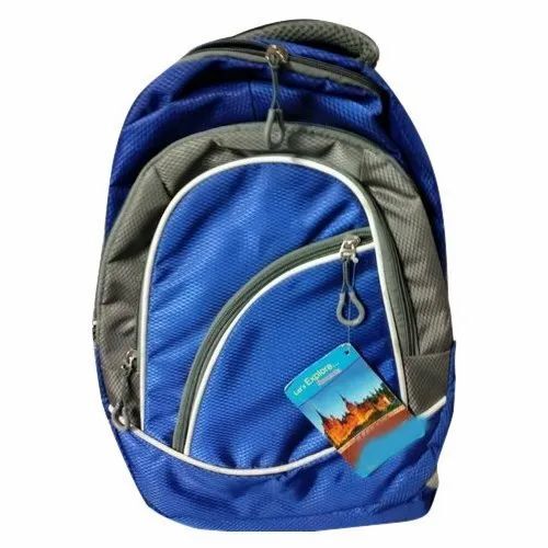 Easy to Carry Waterproof Plain Polyester Fabric Multi Compartments Kids School Bag