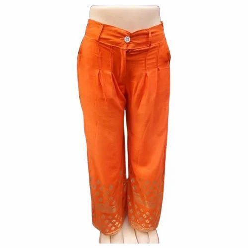 Ladies Orange Party Wear Palazzo