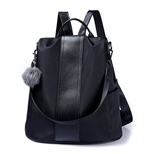 Black Color Plain Pattern Girls College Leather Bag