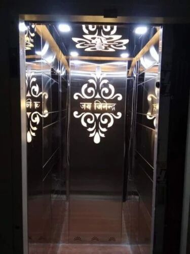 Metal Finish 6 Glass Elevator Cabin, For Residential Elevators