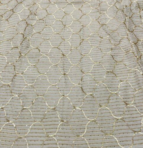 45" White Designer Viscose Georgette Fabric, For Dupatta