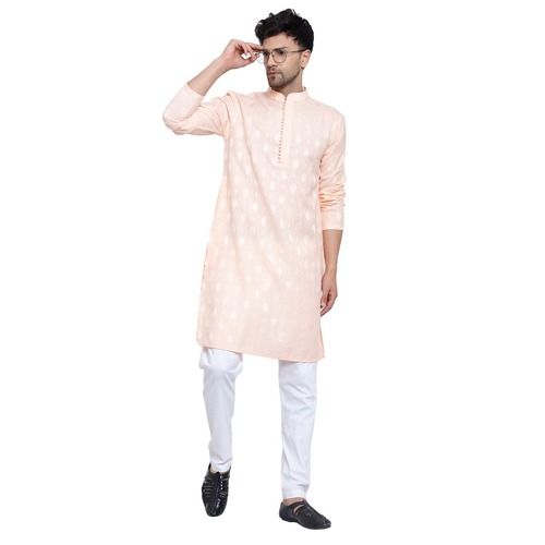 Full Sleeves Cotton Blend Kurta Pyjama Set for Men