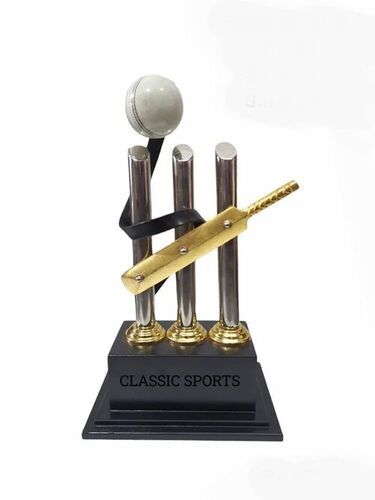 Aluminium Matte Silver-golden Cricket Trophy Award