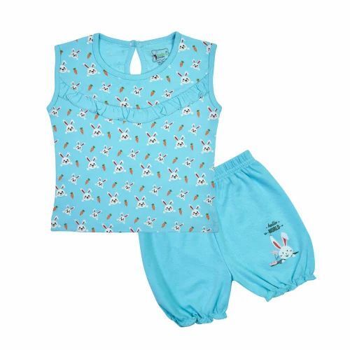 Kids Dress - Cotton, Size S/M, Sky Blue, Regular Fit | Modern Style, Sleeveless, Quick Dry, Anti Wrinkle, Breathable, Machine Washable