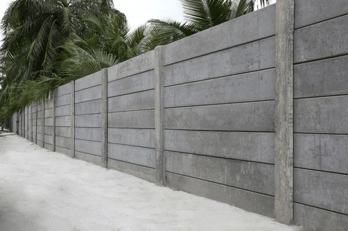 Concrete Boundary Wall - Solid Rectangular Shape, Fire and Water Resistant | Eco-Friendly, Made from Concrete and Cement