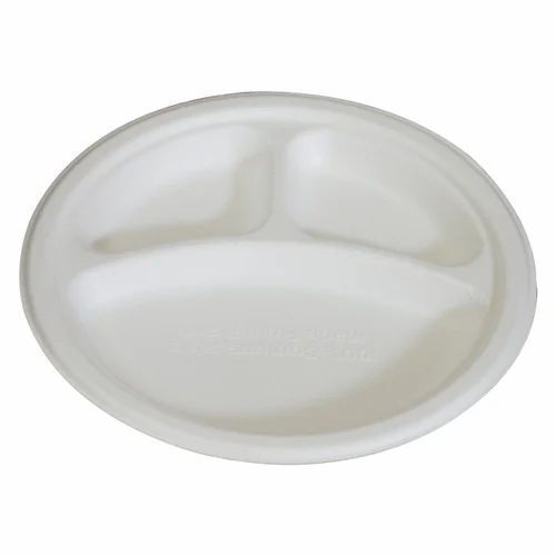 9 Inch 2 Compartment Round Biodegradable Plate