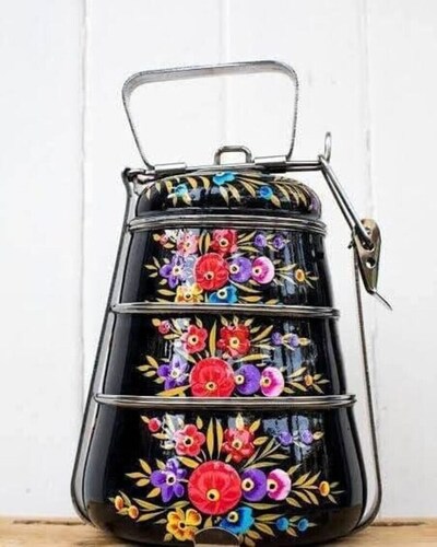 4 TIER ENAMEL PRINTED TIFFIN