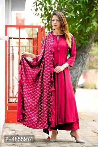 Palazzo Pants Red Stitched Kurti