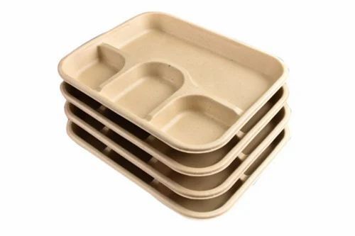 Sugar Cane 4 Compartment Square Biodegradable Plate