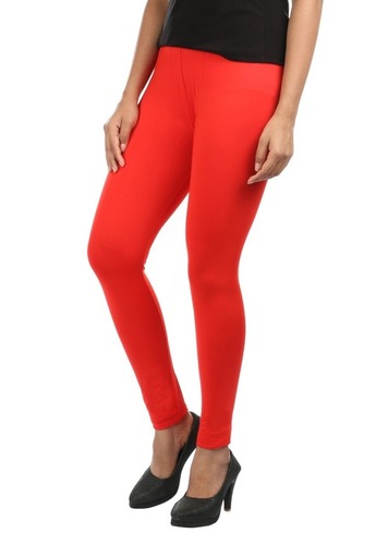 Cotton Lycra Leggings - 100% Cotton, Adult Size, Red Color | Anti-Wrinkle, Cool Pass, Washable, Comfortable, Skin Friendly