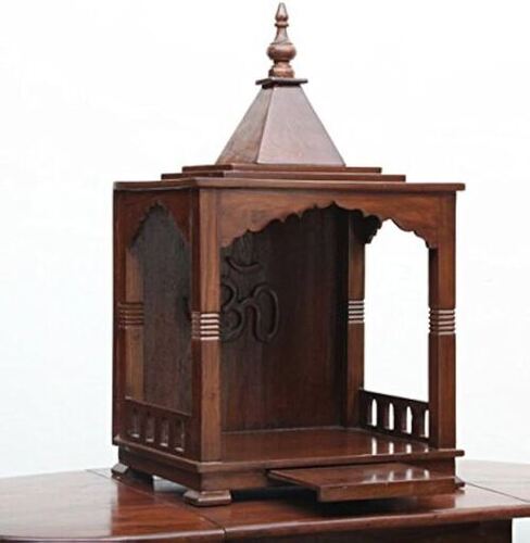 Wooden Home Temple - Teak Wood, 12mm Thickness, Brown Color | Traditional Religious Design, Suitable for All Sizes