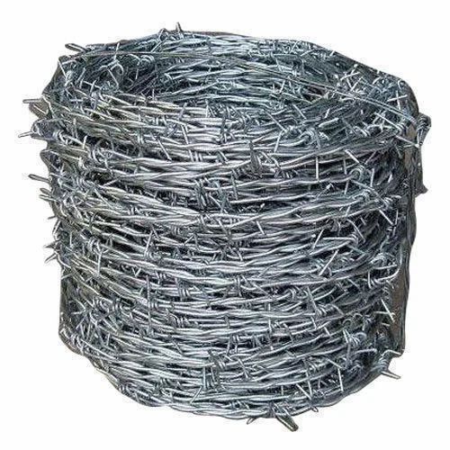 Gi Barbed Wire - Galvanized Iron, 4mm Thickness, 13mm Barb Length, Silver Color, 40 GSM | Corrosion Resistant, High Durability