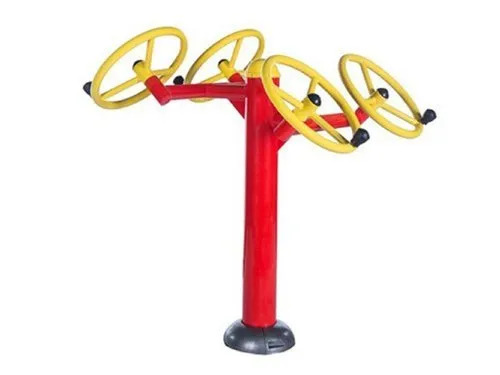 Outdoor Gym Equipment - Metal and Rubber, Yellow and Red | Heavy-Duty, Polished Finish, Easy to Install and Clean