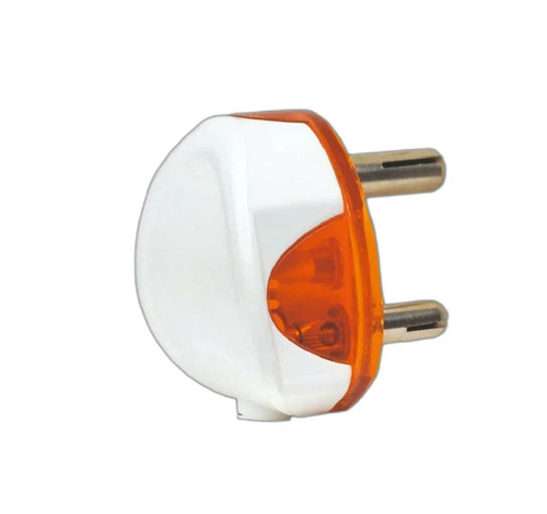 Polycarbonate White And Orange 3 Pin Electrical Plug Top