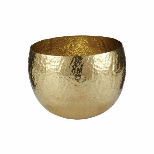 Custom Design Wide Gold Hammered Brass Bowl - Copper Material, Standard Size, Round Shape, Antique Finish, 2-Piece Gift Set