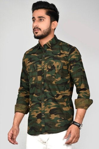 Men Slim Fit Military Camouflage Casual Shirt - Full Sleeves, Multi Color | Breathable, Washable, Available in Sizes XS to XXXL, Printed Design