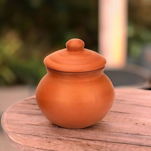 Round Terracotta Clay Pot with Lid