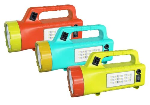 Cool White Rechargeable Torch - Plastic Body, Led Lighting 220 Lumens | Lightweight, Portable Design, Usb Rechargeable, Energy-efficient