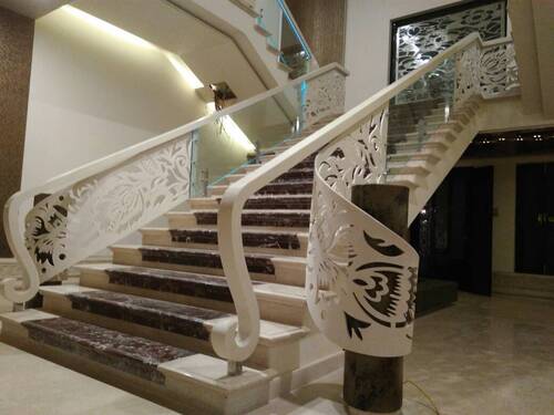 Glass With Corian Railing Designing Installation Services