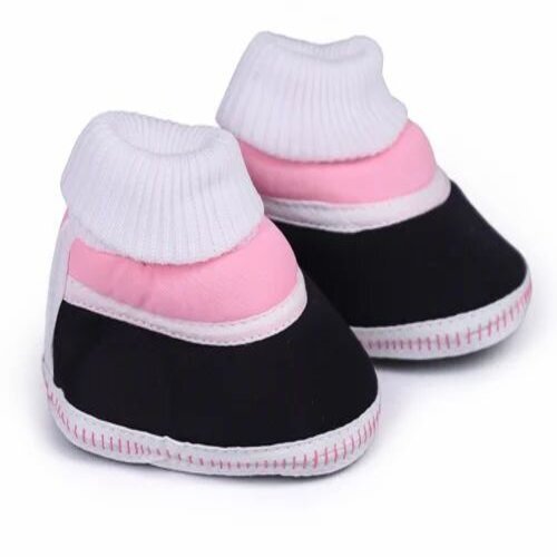 Cotton Printed Baby Booties - Premium Quality Cotton & Denim, Eco Friendly, Skin Friendly, Soft & Easy to Wear in Pink, Black, White for All Seasons