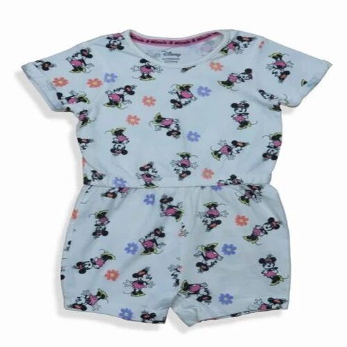 Cotton Half Sleeve Dungaree - Adorable Design for Baby Girls Breathable and Easy to Clean