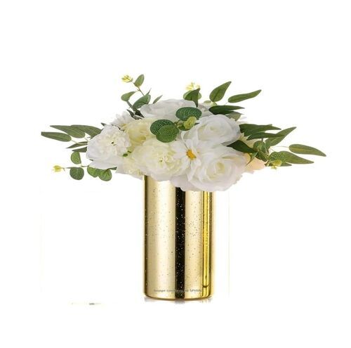 Mercury Golden Decorative Glass Cylinder Vase