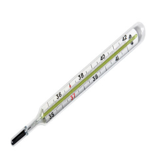 Mercury Thermometer - Glass Material, White Color | Accurate Temperature Readings, Easy-to-Read Scale, Durable Design for Medical Use