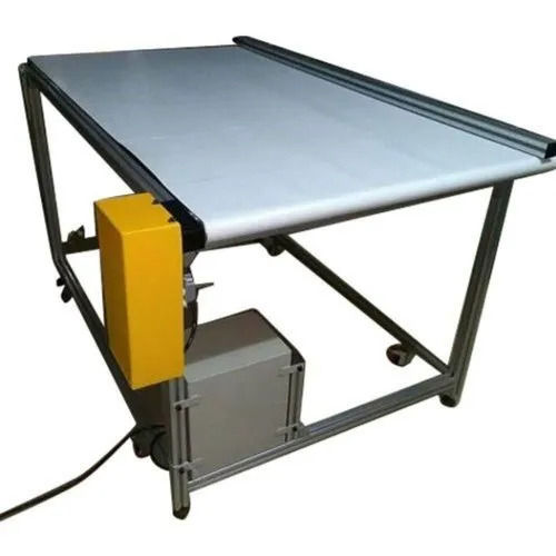 Semi-automatic 4 Feet PU Belt Flat Conveyor