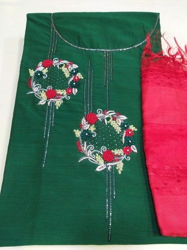 Unstitched Embroidered Salwar Suit with Dupatta