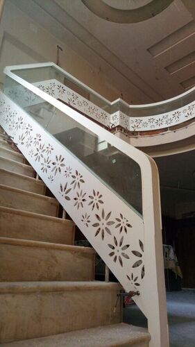 Customized White Railing With Backlight Fabrication Services
