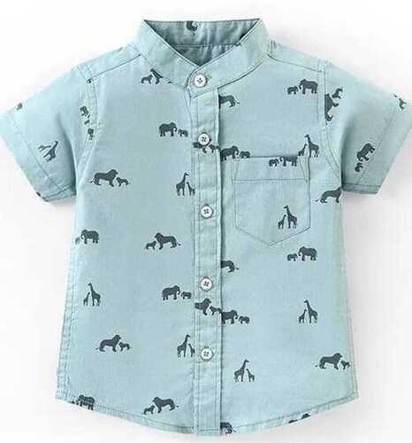 Short Sleeves Printed Pattern Cotton Material Kids Shirts