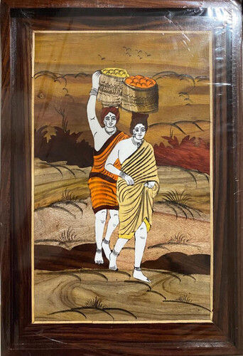 Traditional Handicraft Mysore Rosewood Inlay Wooden Painting