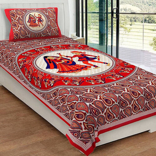 Single Bed Rajasthani Print Bed Sheets with Pillow Cover