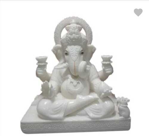 Sitting Ganpati White Marble Statue