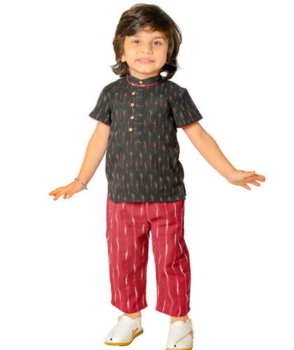 Boys Clothes Cotton Shirt Pant Set 1 To 4 Years Black Maroon Kids Summer Dresses
