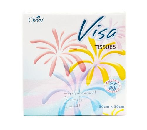 Cleen Visa Tissue Paper Napkin 30 Cm X 30 Cm 1 Ply 100 Pieces