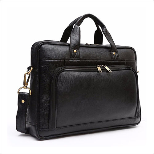Durable Plain Black Leather Bags With Straps