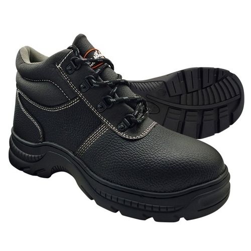 Anti Skid And Industrial Regular Leather Black Safety Shoes