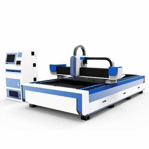 Fiber Laser Cutting Machine - Fully Automatic, Premium Quality Silver and Blue Design | 1-Year Warranty, ECO Friendly, Touch Screen, Lower Energy Consumption