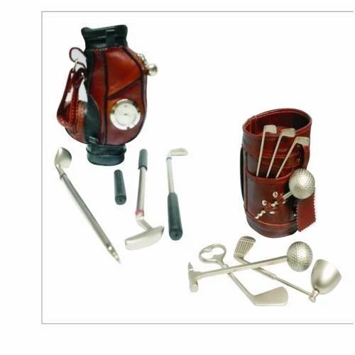 Golf Bar Set Silver Leather Corporate Promotional Gift