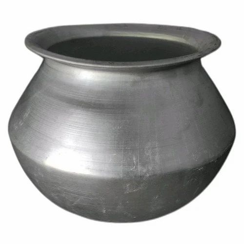 Silver Color Round Shape Aluminum Material Biryani Handi