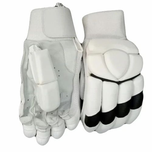 White Color Plain Pattern Designer Cricket Batting Gloves