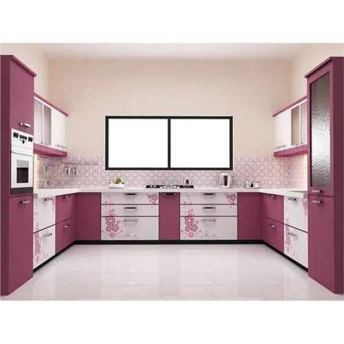 Multi Color Floor Mount Modern MDF U Shaped Kitchen