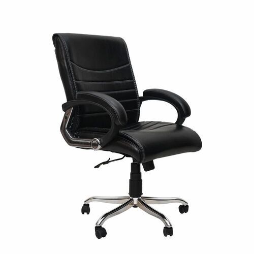 Adjustable High Back Office Chair - Steel Frame, Black Color | Modern Design, Easy To Clean, Eco-Friendly, Rust Proof, Lightweight, Durable, Machine Made