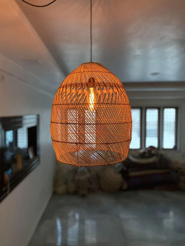 Brown Hanging Ceiling Cane Lamp