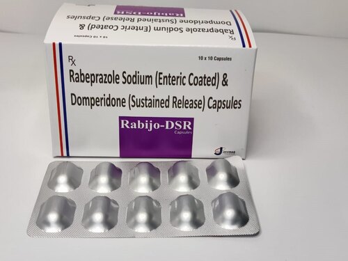 Rabeprazole Sodium And Domperidone Capsules - 10 Count, For Treating Acidity, Heartburn, Nausea, Gastro-oesophageal Reflux Disease, Suitable For Adults