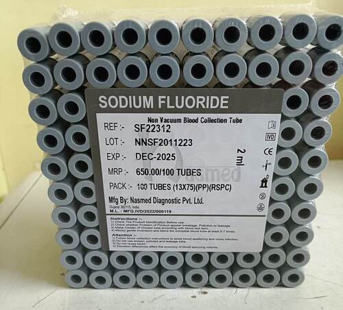 Non Vacuum Blood Collection Sodium Fluoride Tube